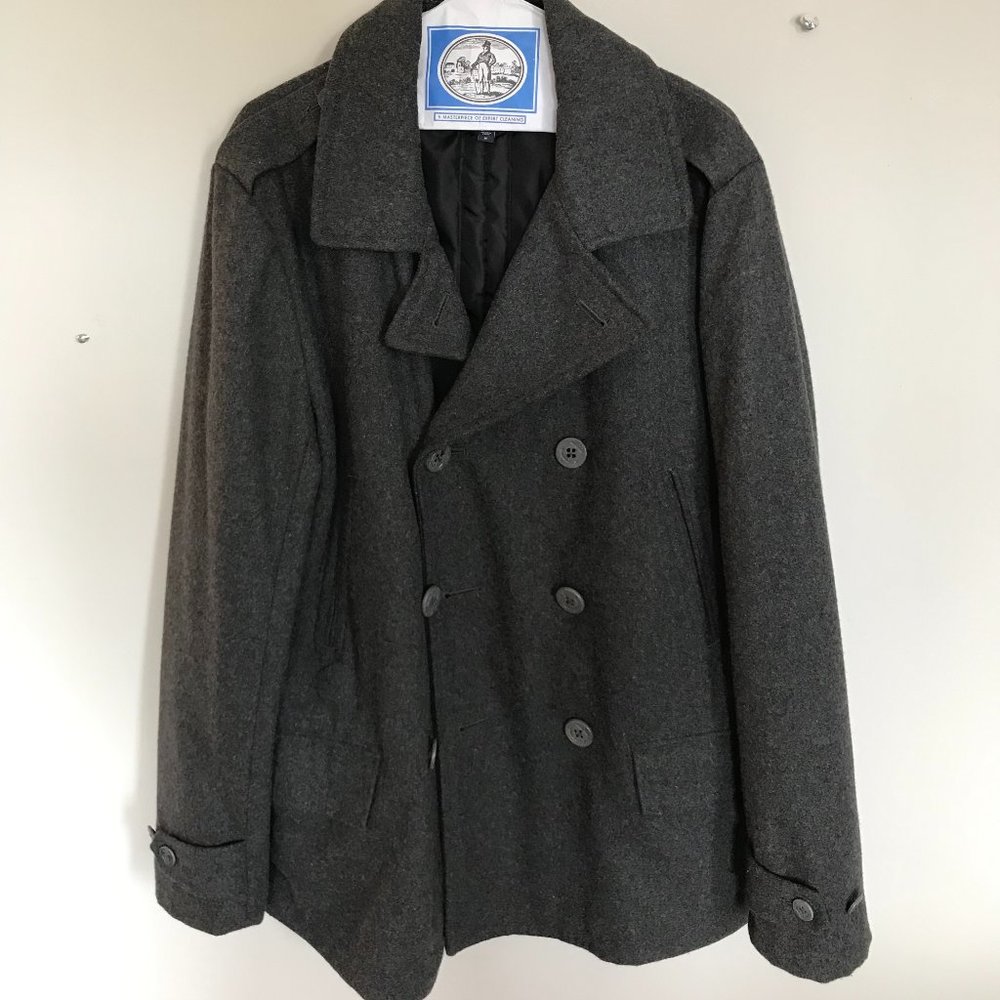 GAP Men's Wool Pea Coat - Charcoal Grey - Medium